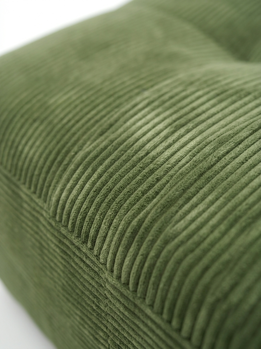 Haven oversized sleeper sectional cushion detail with soft corduroy upholstery