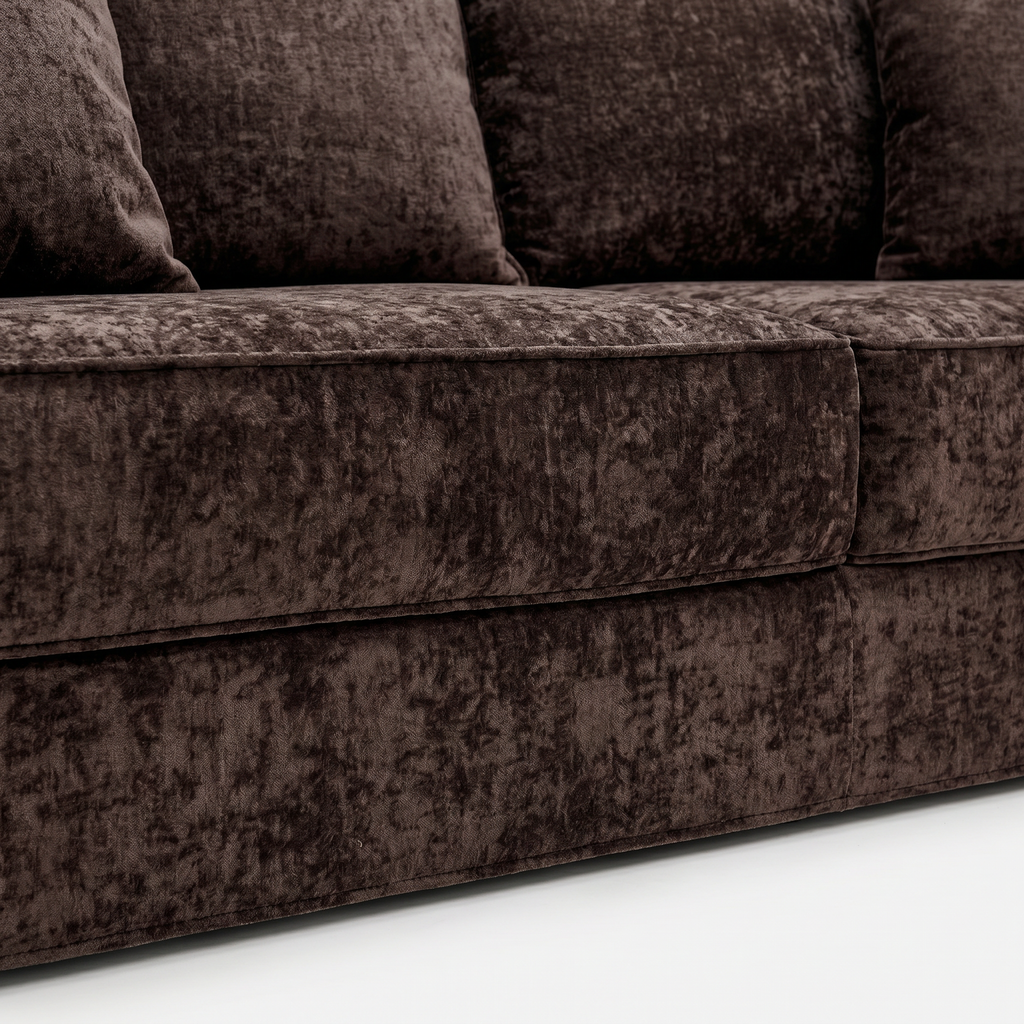 Terra Low-Profile Sleeper Sofa in Brown with textured fabric and seat cushion detail