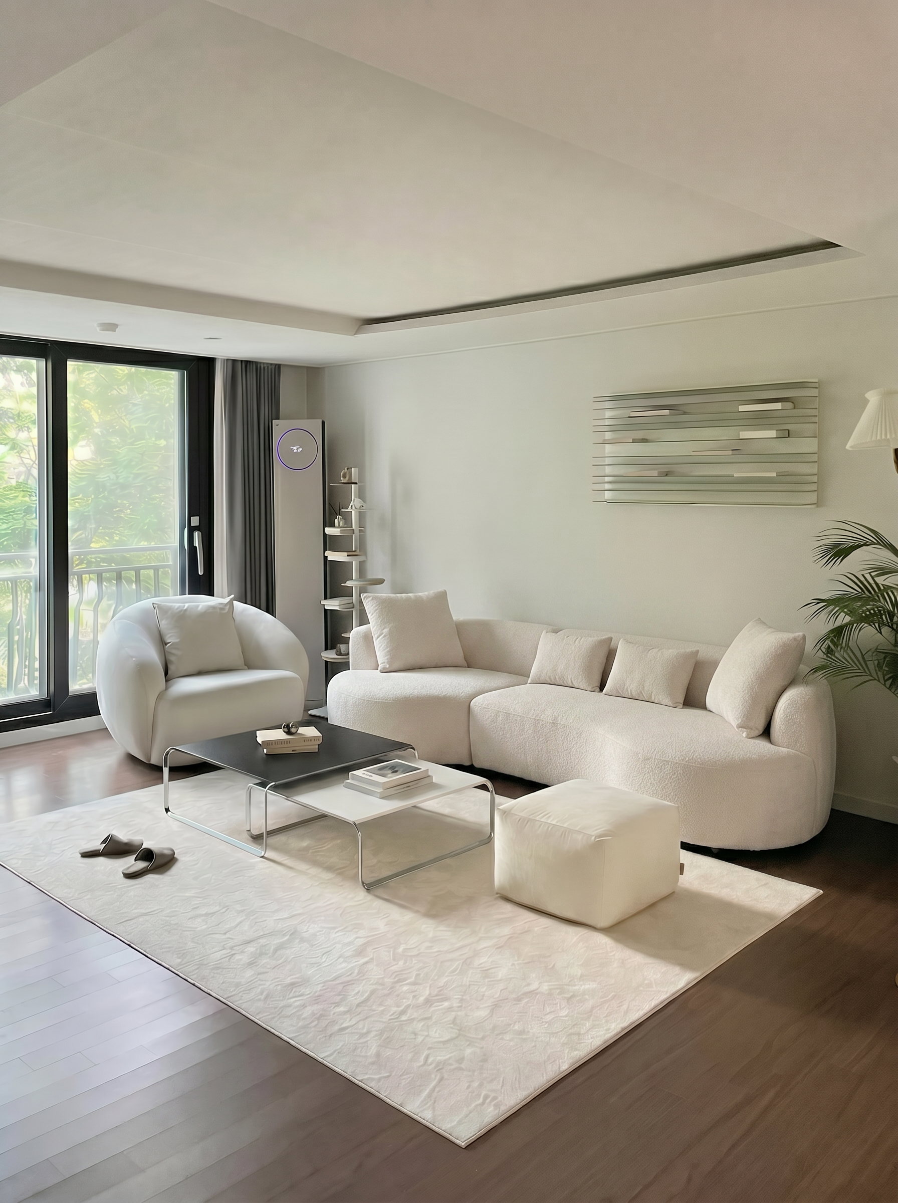 Cove Curved Sleeper Sofa styled in a modern living room with sofa bed functionality