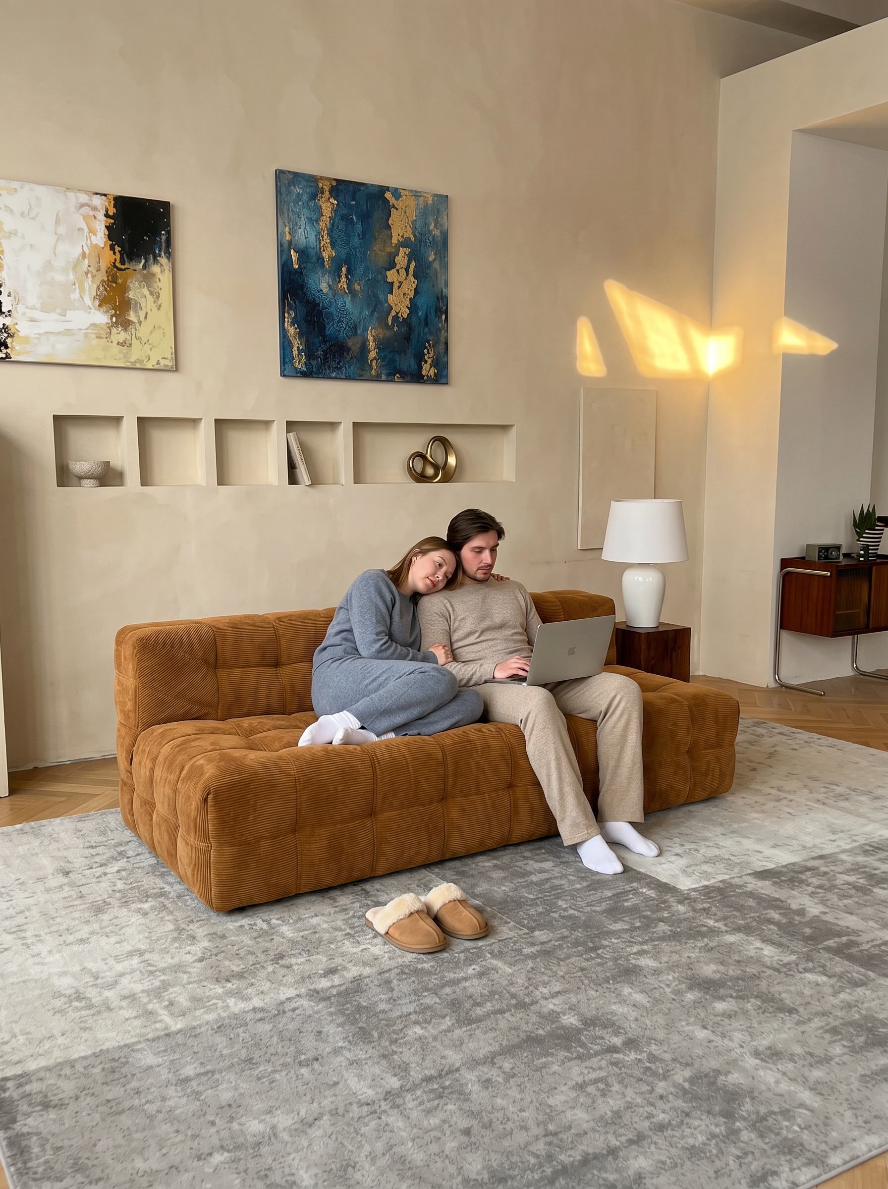 Plush Tufted Lounge Loveseat in Tangerine styled for relaxed everyday lounging