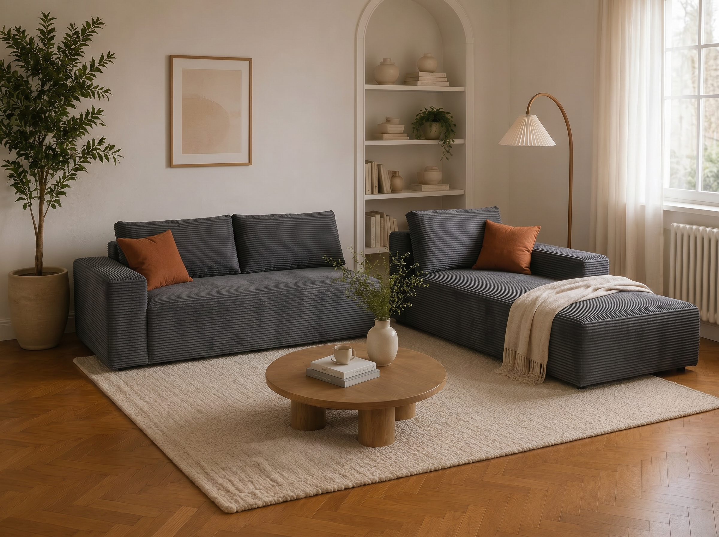 Lune L-Shape Sectional video showing flexible layouts for corner, open-plan, and studio spaces