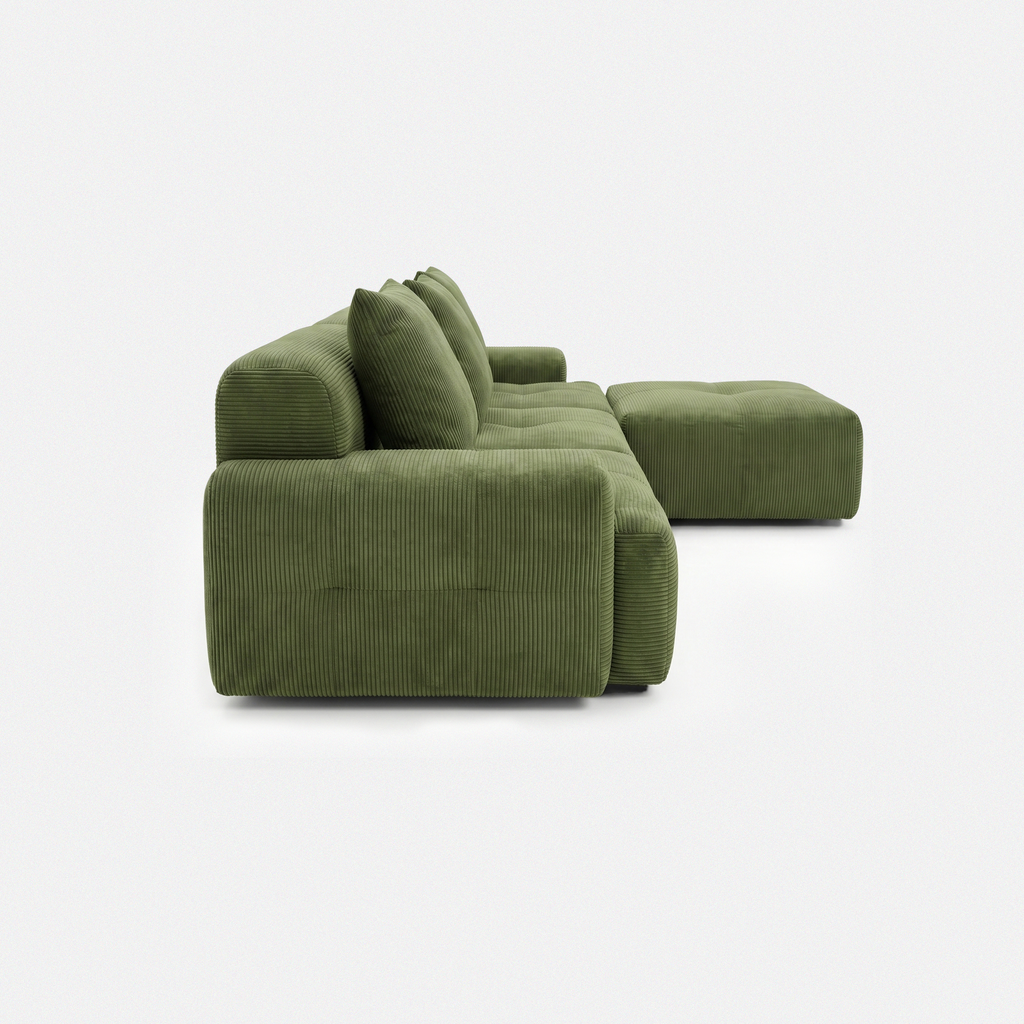 Side view of Haven Oversized Sleeper Sectional Sofa with deep seat and wide armrest