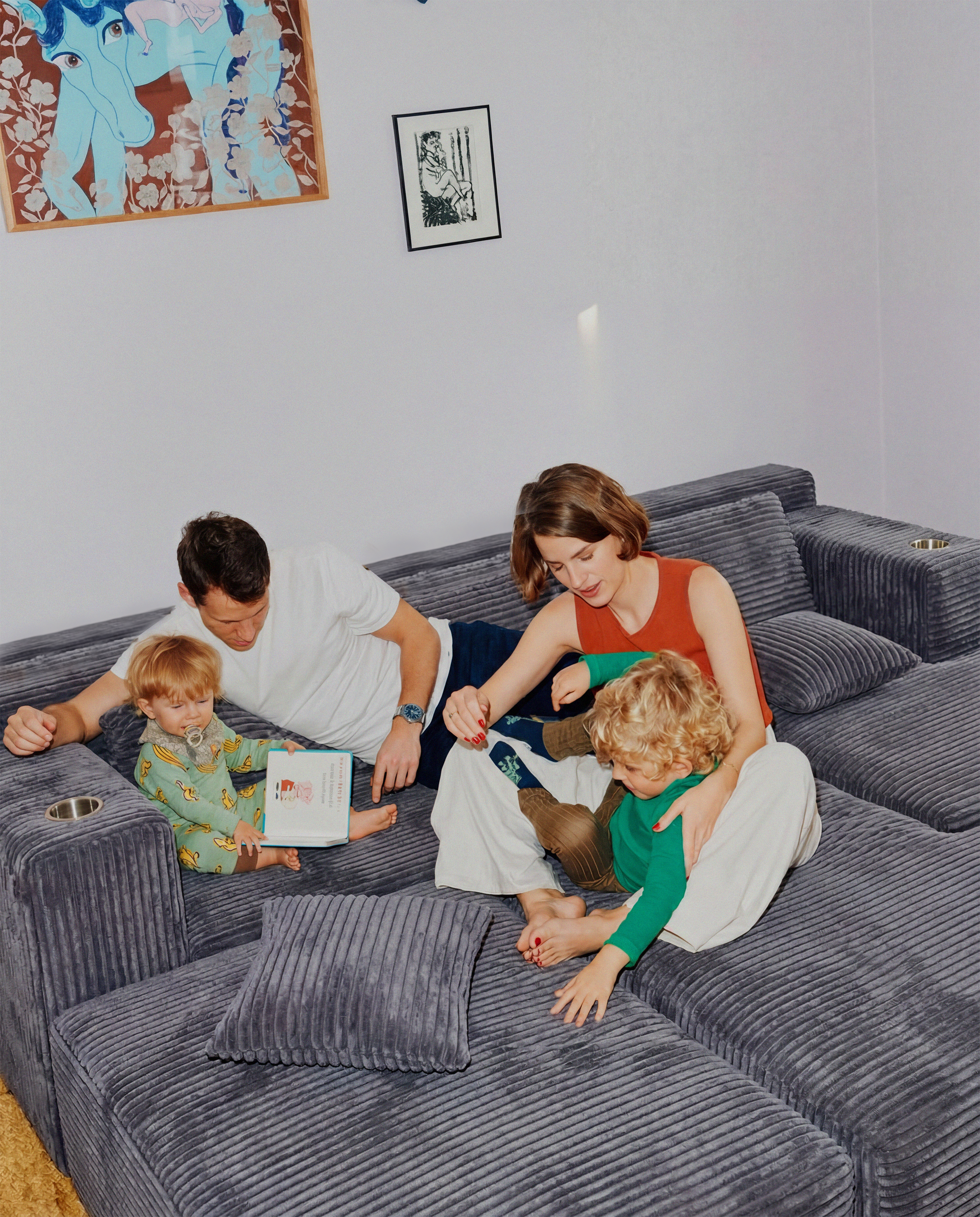 Lune Cloud Sectional Sofa in Charcoal styled for family lounging and everyday comfort