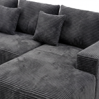 Lune L-Shape Sectional cushion detail with thick corduroy upholstery