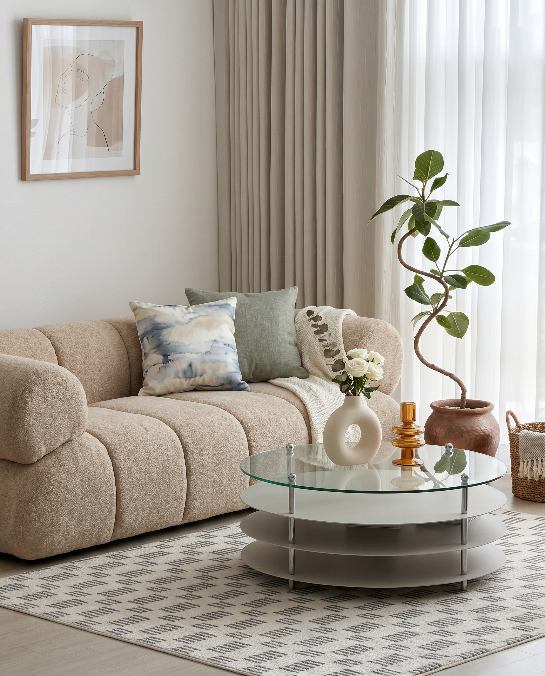 Aven Khaki Offset Sofa