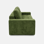 Milo Plush Sleeper Loveseat in Forest Green side view with square arms and soft cushions
