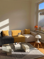 Kivo Modular Block Lounge Chair styled in a sunlit living room with colorful modular seats