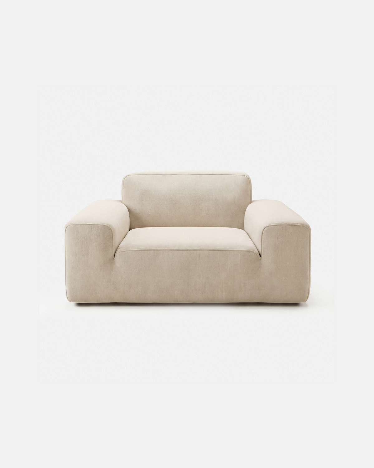 Cream white accent chair on a white background