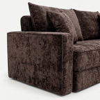 Terra Low-Profile Sleeper Sofa in Brown with armrest, pillows, and textured fabric detail