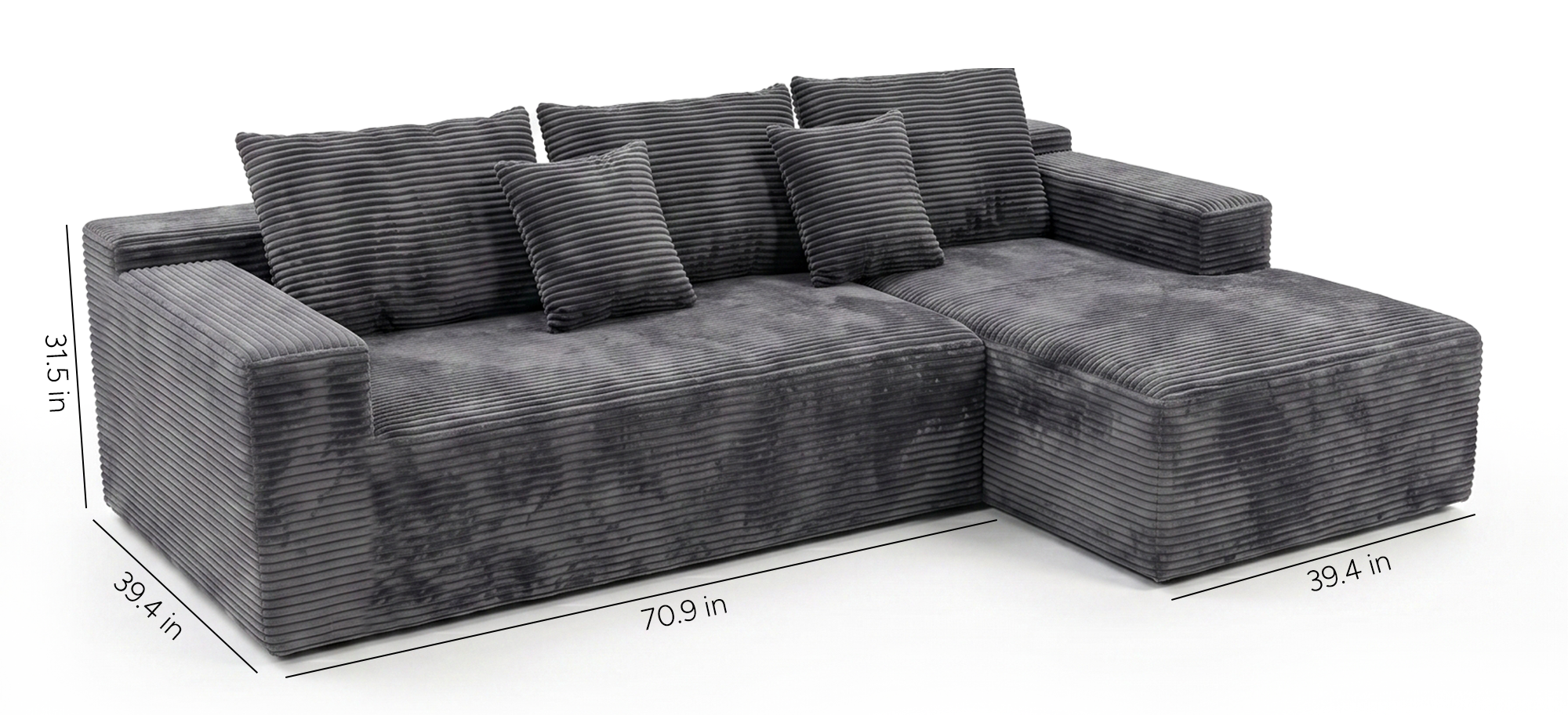 Lune Corduroy L-Shape Sectional Sofa