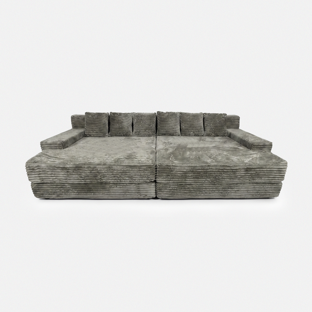Lune Corduroy Horizon Sectional Sofa in matcha plush corduroy with extra-wide lounge seating