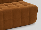 Plush Tufted Lounge Loveseat in Tangerine with corduroy tufted cushion edge detail