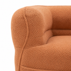 Noma Curved Lounge Loveseat in Tangerine with rounded armrest and soft textured fabric detail
