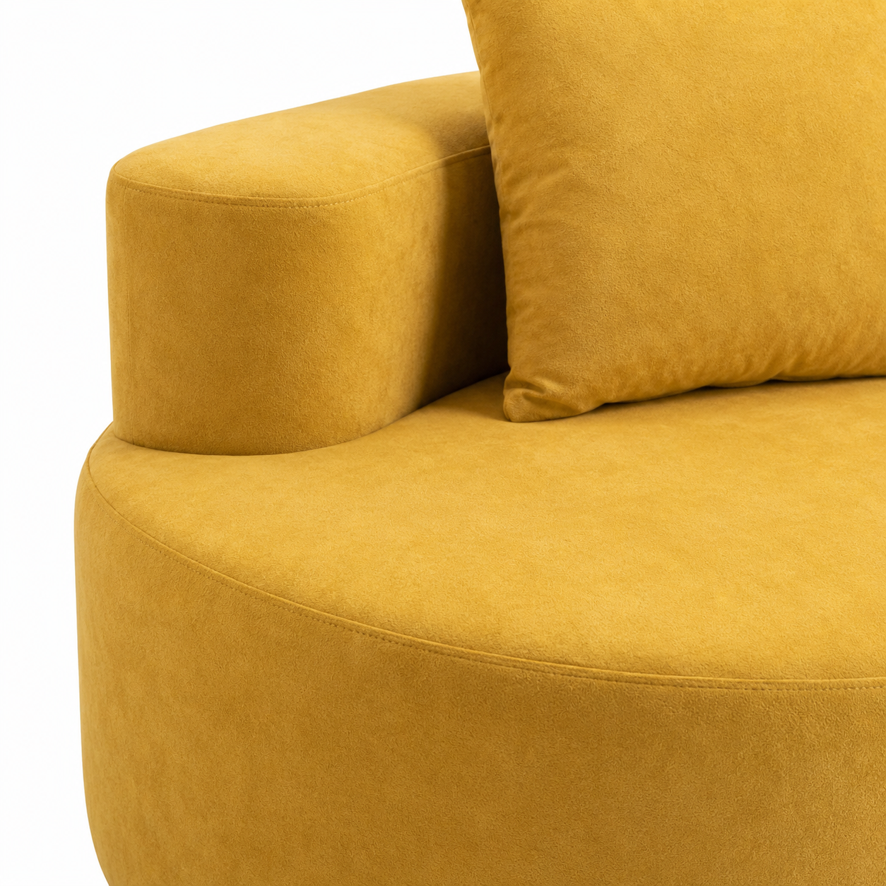 Cloud Round Accent Lounge Chair with curved side and soft round seat detail