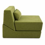 Moss Convertible Chair Bed side view showing chair-to-bed convertible design