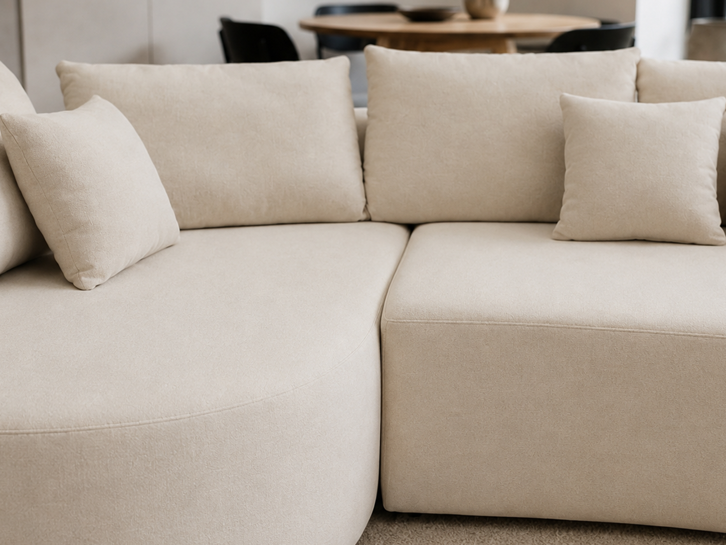 Cove Curved Sleeper Sofa video showing easy tool-free setup with no assembly required