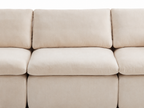 Front detail of Aero modular sectional sofa with soft back cushions and wide seat design
