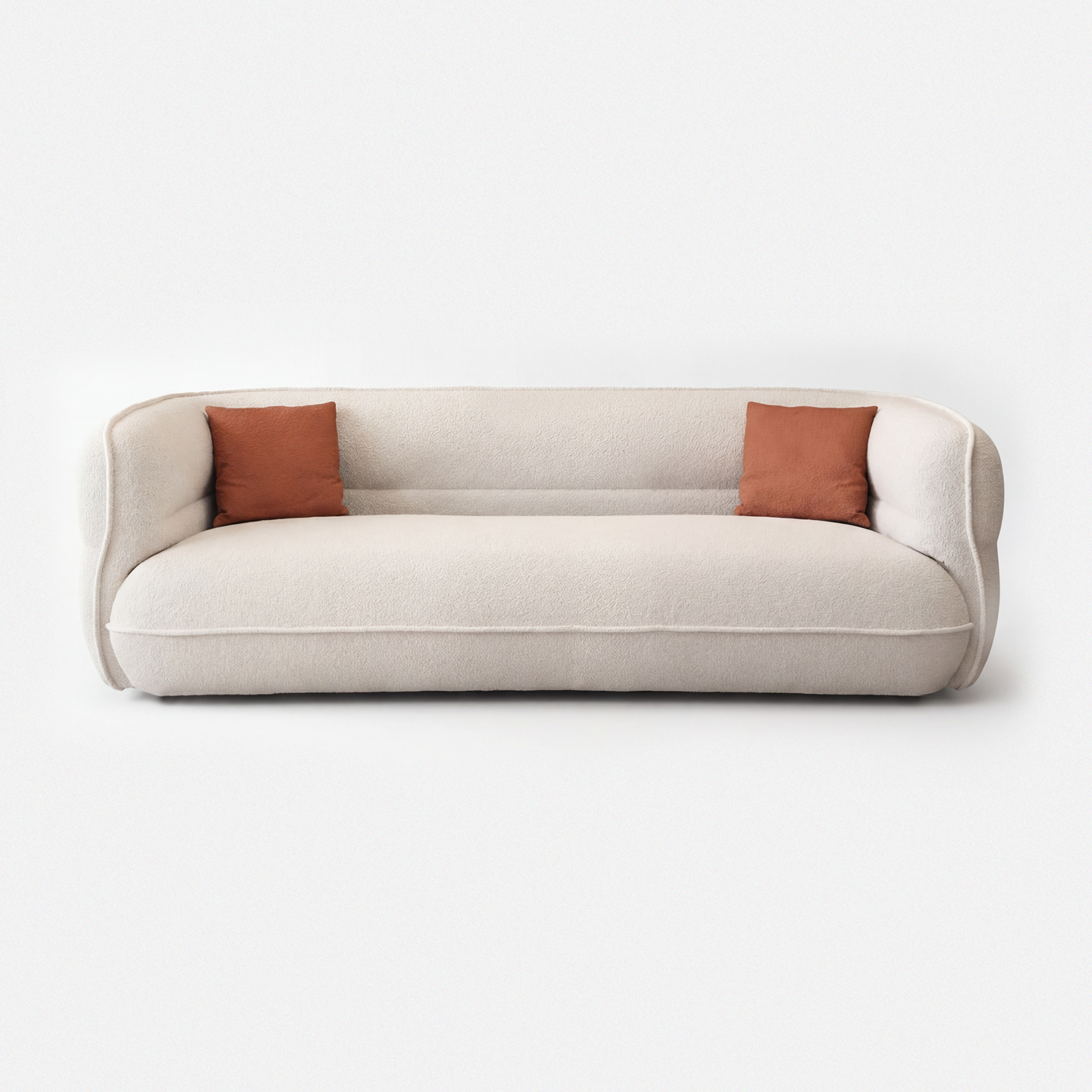 Lune Bouclé Crescent Sofa in cream white with soft curved silhouette