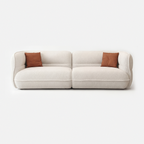 Cream white Lune Bouclé Modular Curved Sofa with rounded low-profile design