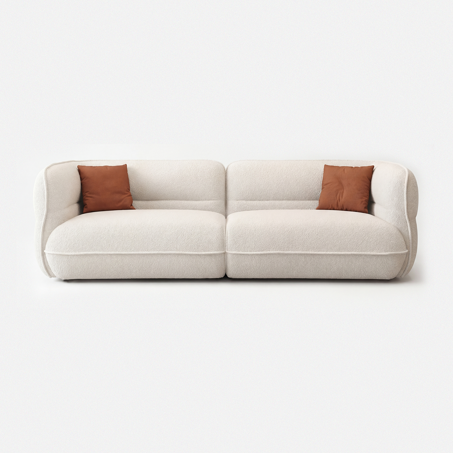 Cream white Lune Bouclé Modular Curved Sofa with rounded low-profile design