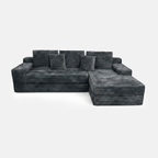 Lune Cloud Sectional Sofa in Charcoal with L-shaped chaise layout and plush corduroy texture