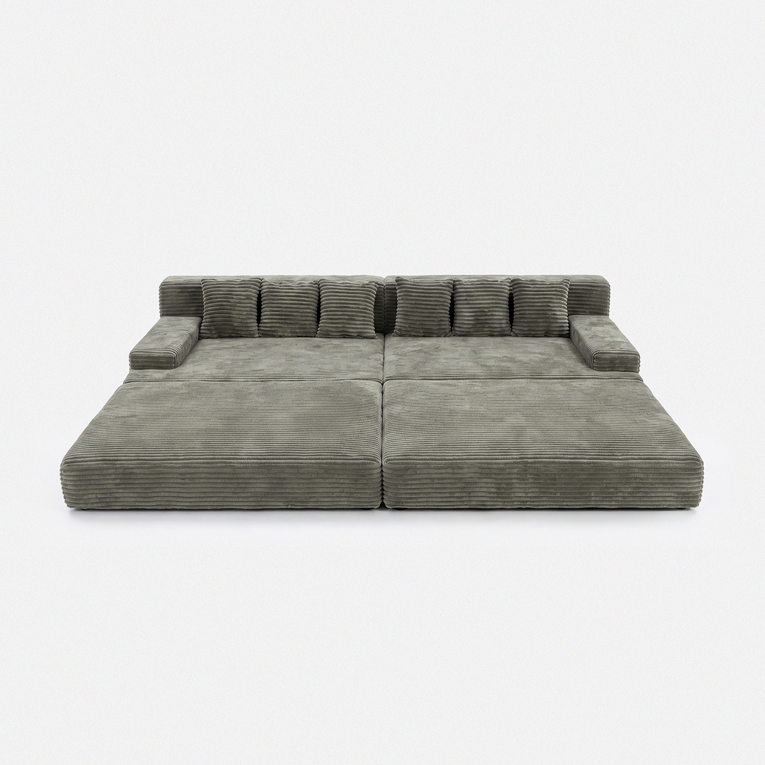 Lune CorduroyHorizon Sectional Sofa in matcha plush corduroy with extra-wide sofa bed layout