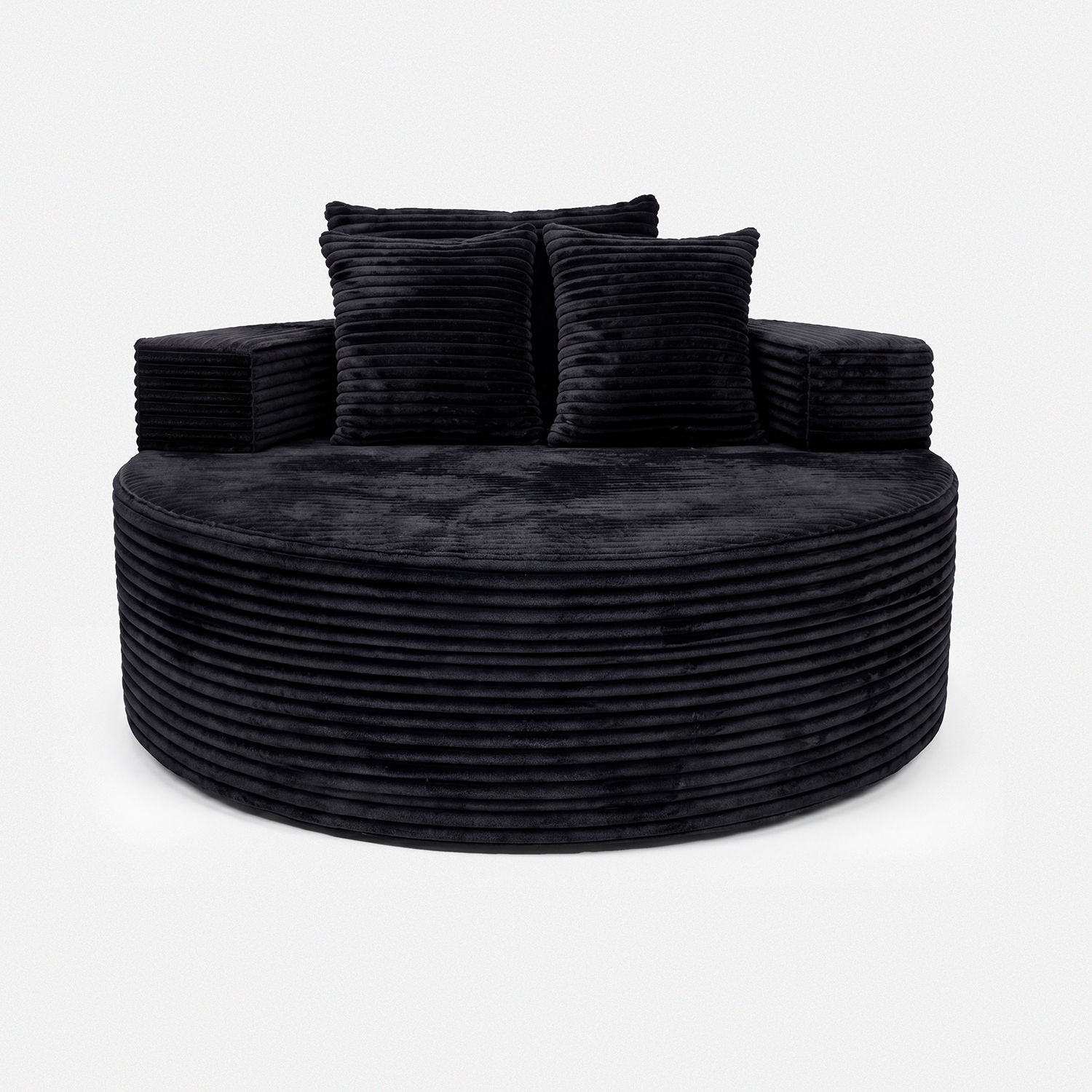 Noma Charcoal Deep Lounge Chair front view with round deep-seat design