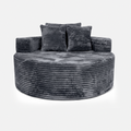 Noma Charcoal Deep Lounge Chair with oversized round seat and plush corduroy texture