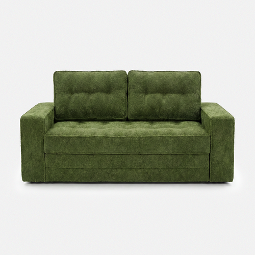 Milo Plush Sleeper Loveseat in Forest Green with square arms and soft cushion design
