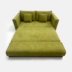 Terra Low-Profile Sleeper Sofa in Moss shown as a flat sofa bed