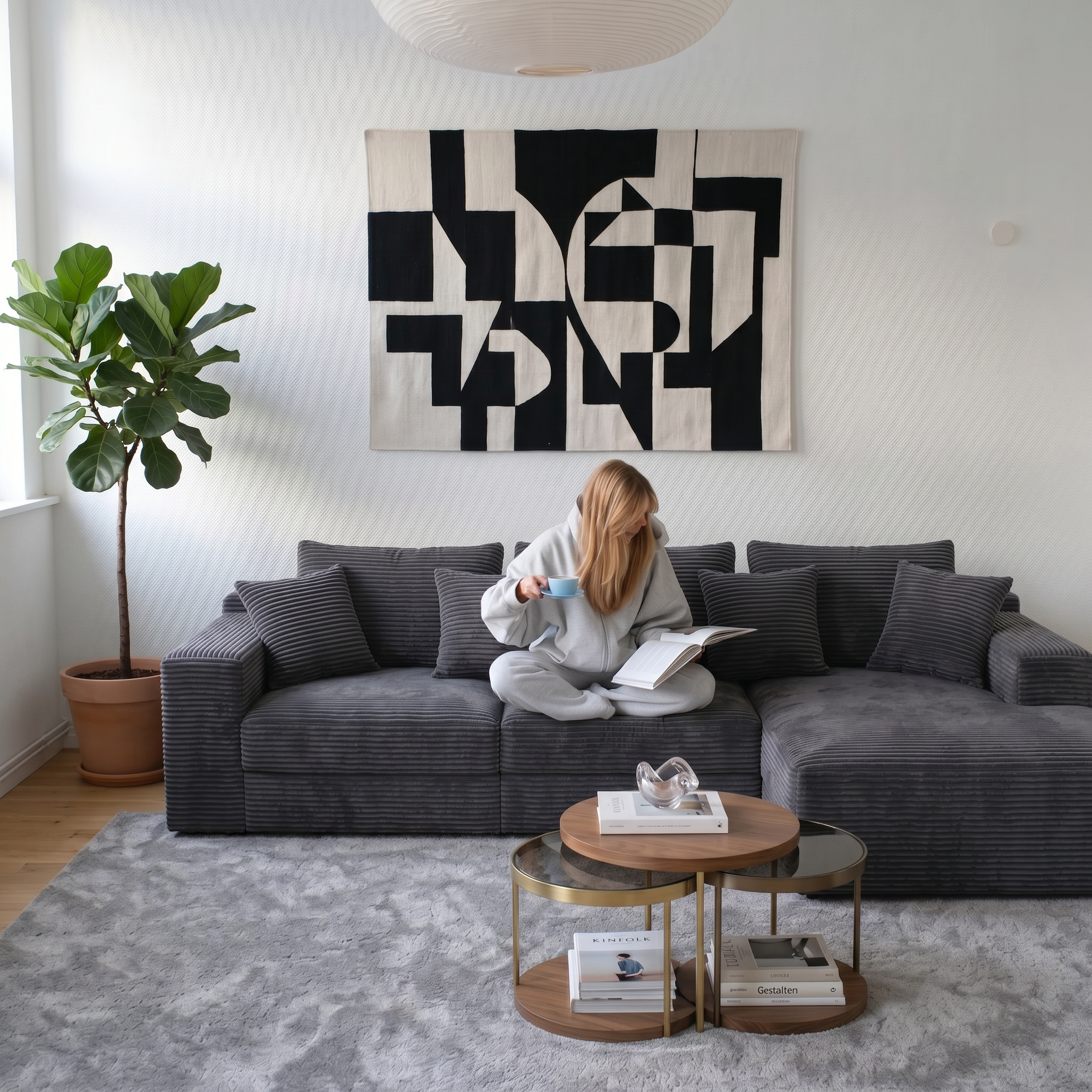 Rumi Chaise Sectional Sofa with tailored upholstery across modular pieces