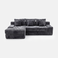 Rumi Chaise Sectional Sofa in charcoal plush corduroy with roomy chaise seating