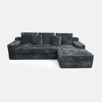 Lune Cloud Sectional Sofa in Charcoal with L-shaped chaise layout and plush corduroy texture