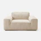 Tovo Cream Wide Accent Chair with wide arms and soft plush upholstery