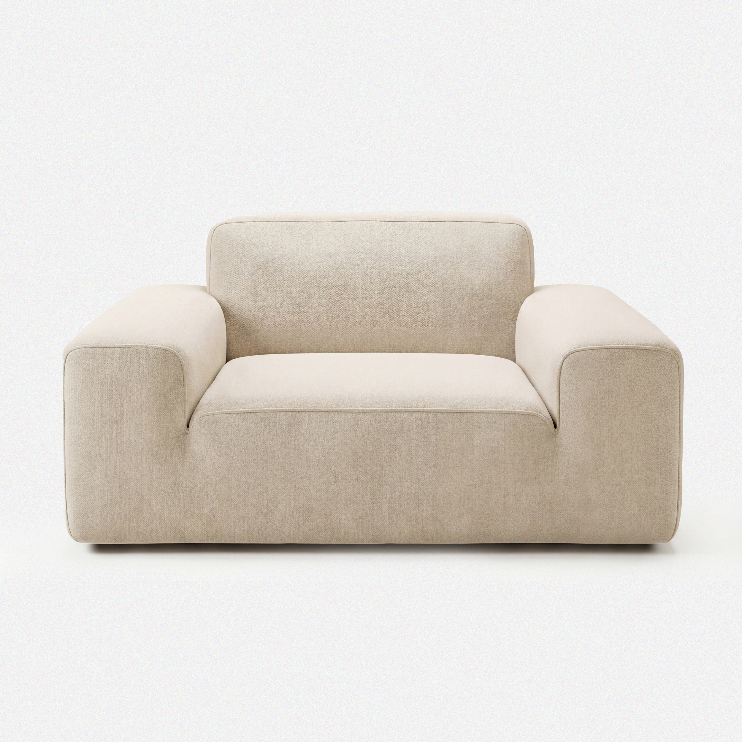 Tovo Cream Wide Accent Chair with wide arms and soft plush upholstery
