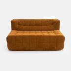 Plush Tufted Lounge Loveseat in Tangerine with corduroy upholstery and tufted seat design