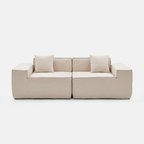 Kivo Modular Block Sectional Sofa in cream white with grid-tufted seat cushions