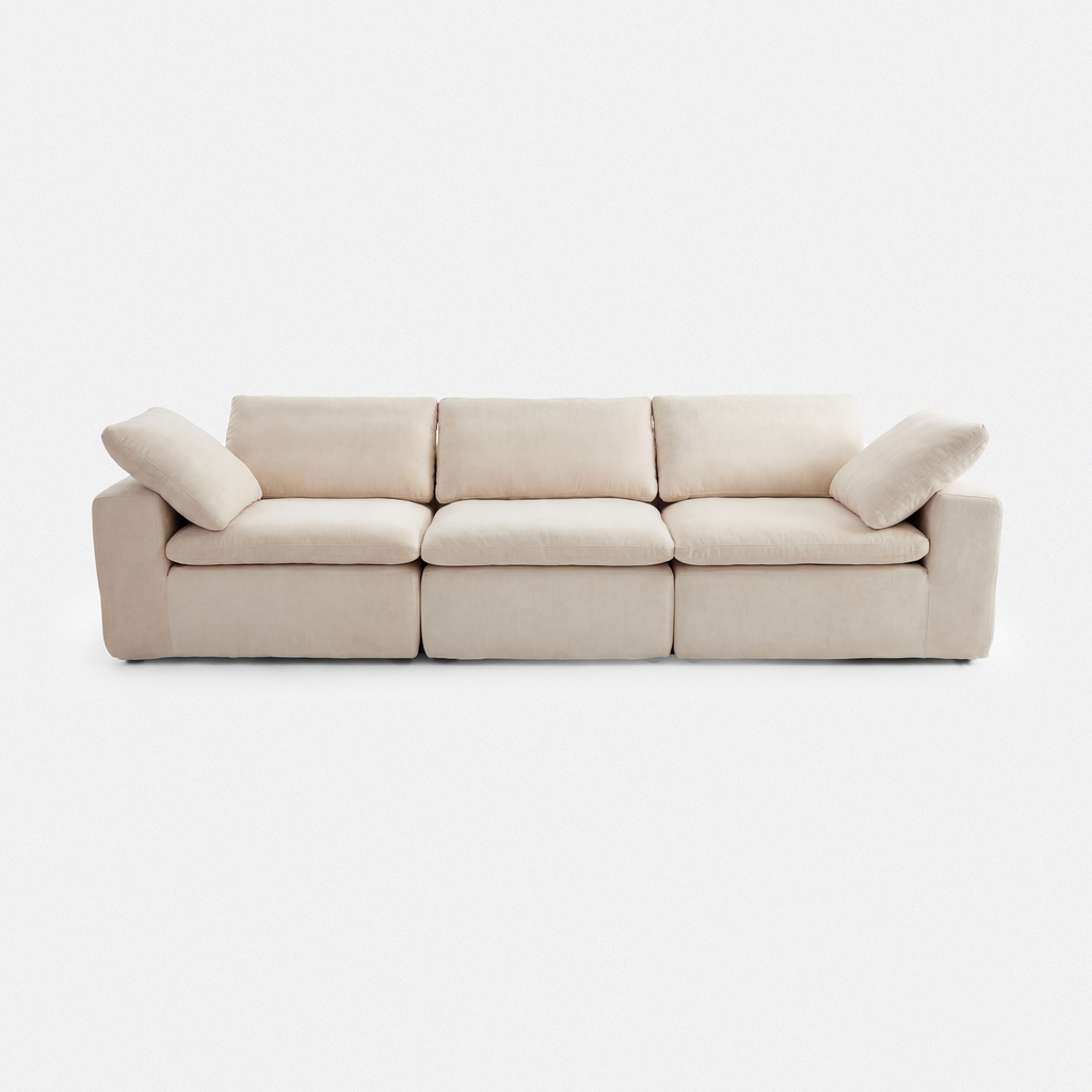 Aero linen-cotton modular sofa in cream with soft seat cushions