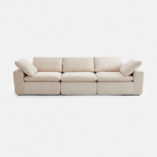 Aero linen-cotton modular sofa in cream with soft seat cushions