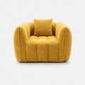 Melo Plush Accent Lounge Chair in Yellow with rounded arms and roomy plush seat