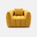 Melo Plush Accent Lounge Chair in Yellow with rounded arms and roomy plush seat