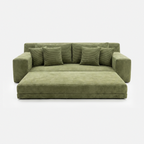 Haven Low-Profile Sleeper Sofa in Moss shown as a plush corduroy lounge bed