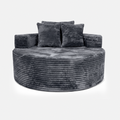 Noma Charcoal Deep Lounge Chair with oversized round seat and plush corduroy texture
