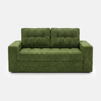 Milo Plush Sleeper Loveseat in Forest Green with square arms and soft cushion design