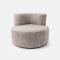 Sola Round Lounge Chair in Light Grey with curved wraparound back and soft round seat