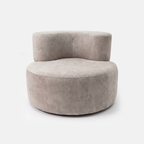Sola Round Lounge Chair in Light Grey with curved wraparound back and soft round seat