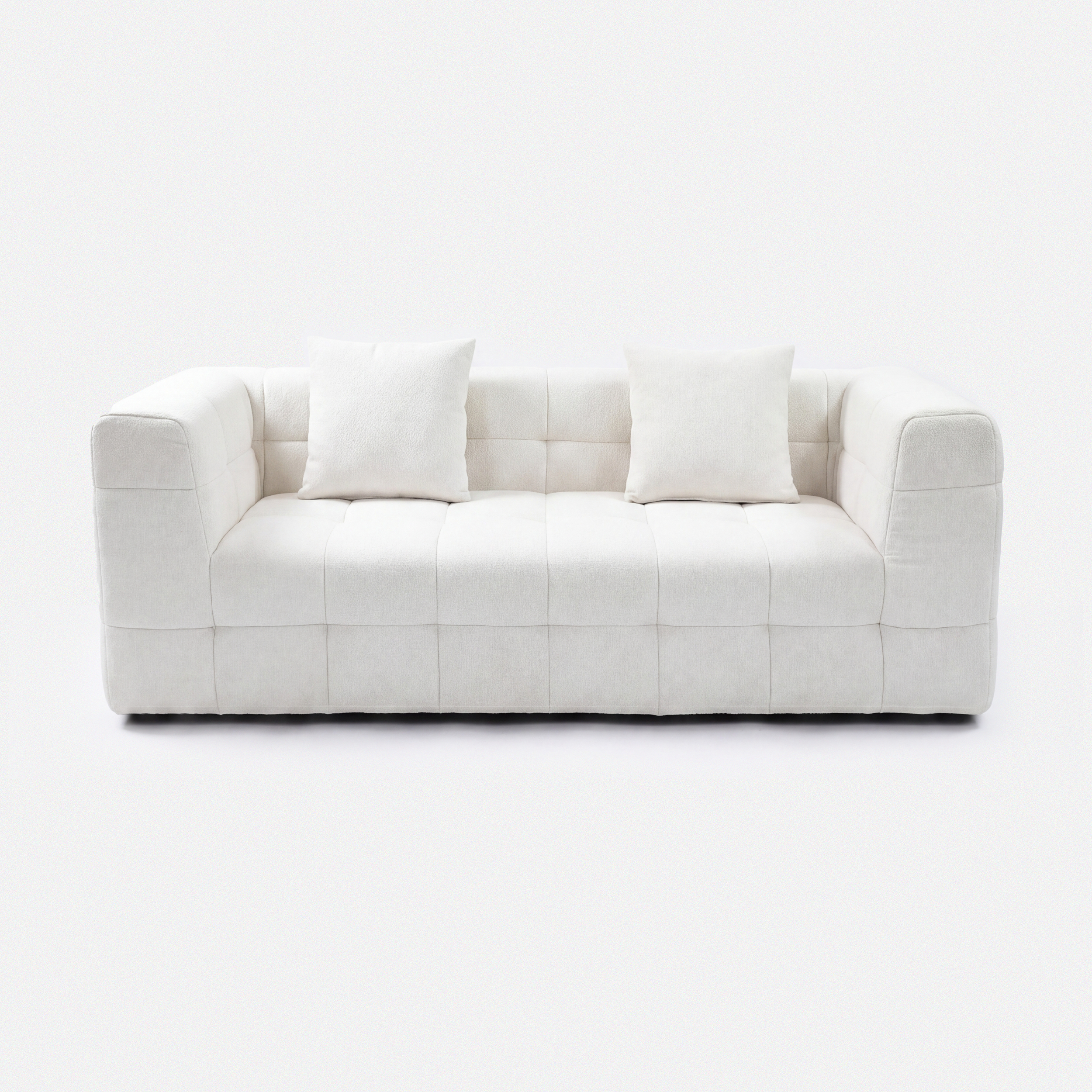 Cream white Marshmallow Cloud Lounge Sofa with grid-tufted seat and pillows