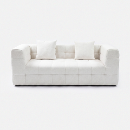 Cream white Marshmallow Cloud Lounge Sofa with grid-tufted seat and pillows