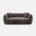Melo Charcoal Plush Loveseat with wide arms and deep seat cushions