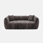 Melo Charcoal Plush Loveseat with wide arms and deep seat cushions